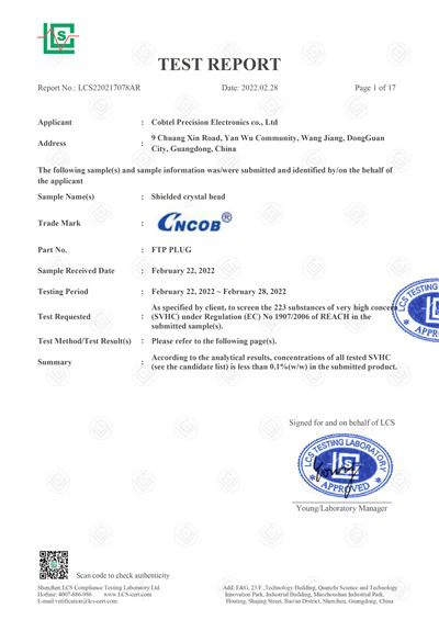 RJ45 Connector FTP -REACH