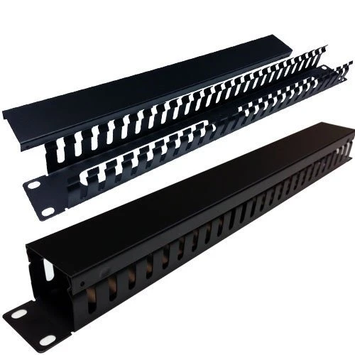 1U 19' Finger Duct 24 Slot Cable Management Tray Rack Mount Horizontal Cable Manager