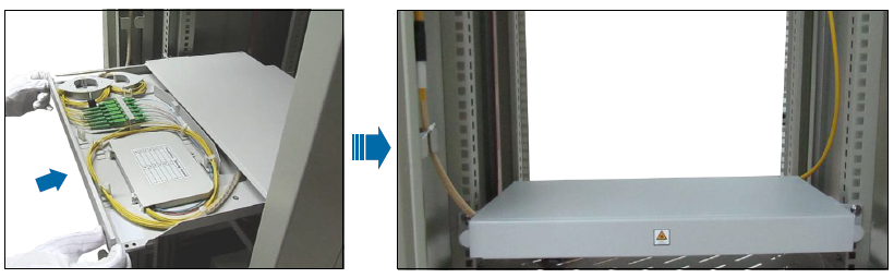 Close the front panel to complete installation. Close the front panel to complete installation.