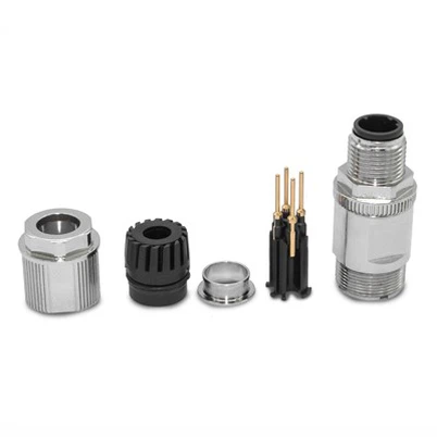 防水クリンプタイプの頑丈なDコードシールドM12イーサネットコネクタラウンドプラグ